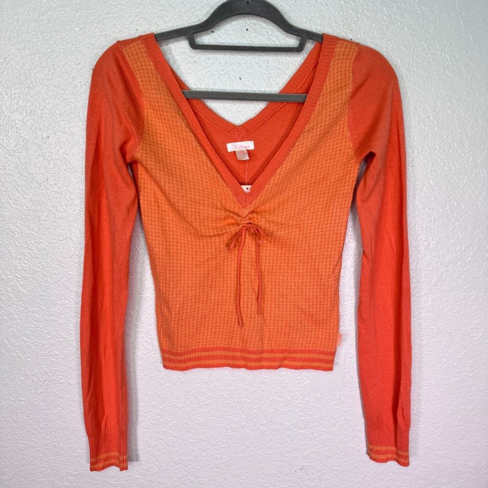 Vintage Hollister Y2K Sweater Juniors Girls Medium Tie Front Rabbit Hair Blend